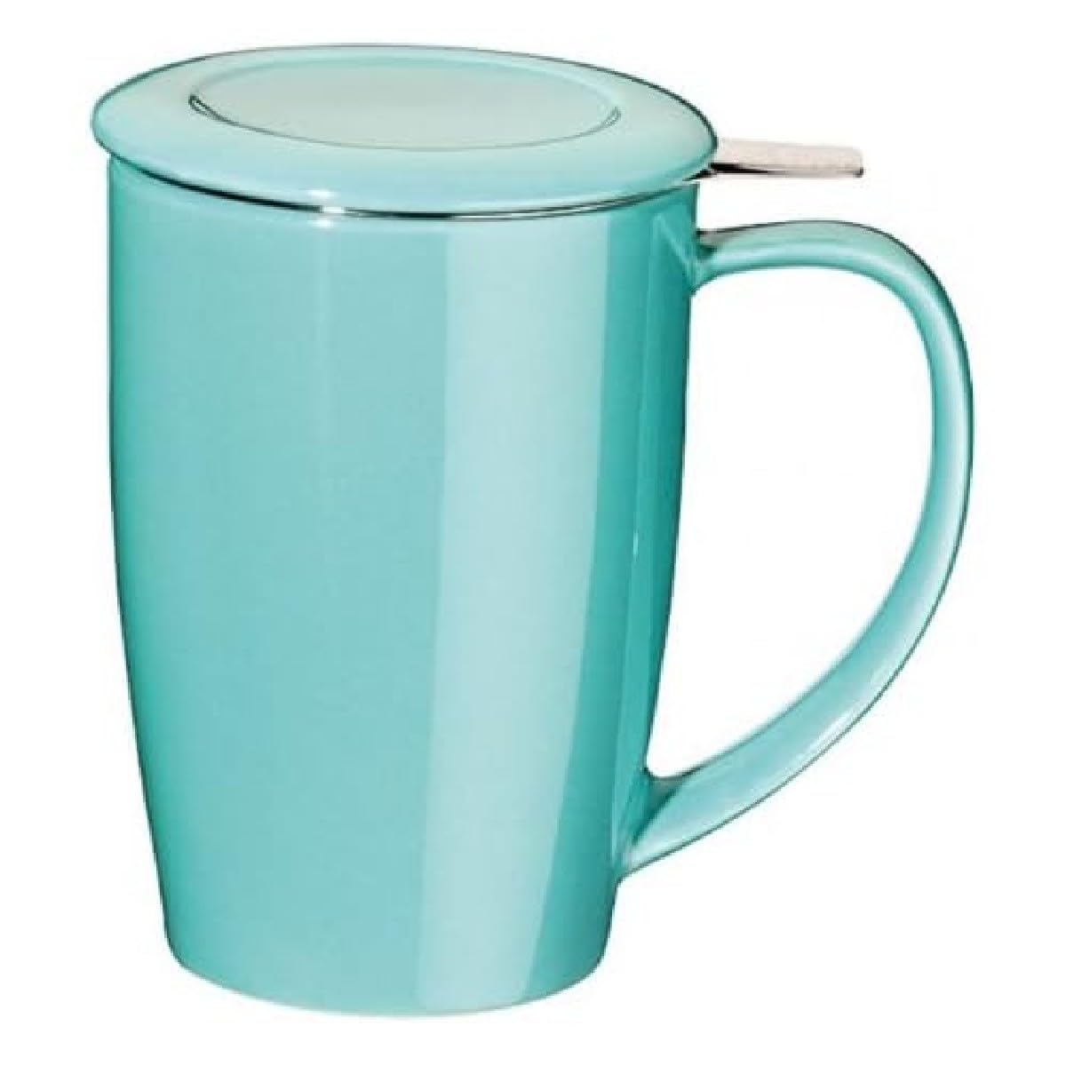 Forlife Tall Tea Mug 'Curve' with Infuser and Lid, Turquoise