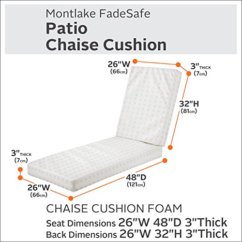 Classic Accessories 80 x 26 x 3 Inch Patio Chaise Lounge Cushion Foam