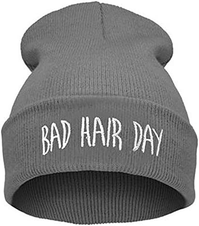 ZOMOY Unisex Skull Beanie Toboggan Knit Hat/Cap Plain Warm Chunky Slouchy Slogan Beanie Hat(Grey)