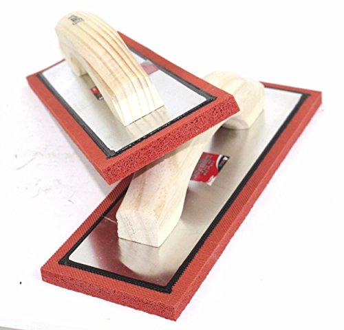 SKEMiDEX---Lot Two 12" x 4" Rubber Sponge Grout Float Tile Hand Trowel Tools w/Wood Handle. Non-stick gum rubber ensures smooth application Thick aluminum backing plate resists bending - Thumbnail 2