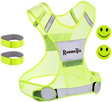 Reflective Vest for Running - Cycling - Jogging Safety. EXTRA BONUSES - Reflector Arm Bands & High Vis Stickers - Fully Adjustable - Zipper Pocket - Hi Vis Gear for Men - Women S-M-L