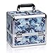 Joligrace Makeup Train Case Cosmetic Organizer Box Lockable with 3 Trays and a Brush Holder Pattern Collection (Marble)
