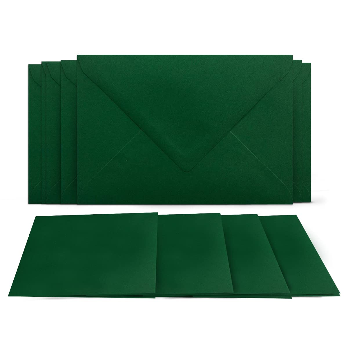 50 folding cards with envelopes set dark green,DIN A6 blank double cards 14.8x21 cm (160 g/m²),DIN C6 envelope 11.4x16.2 cm (100 g/m²) wet seal,greeting cards invitation cards wedding invitation cards