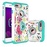 IPHONE 7 PLUS Case, LUXCA Robust Defender [Image Designed] [Shock Proof] Hybrid Dual Layer Ultimate Protective Back Cover for IPHONE 7 PLUS (Rainbow Teal Rose)