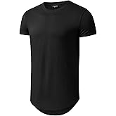 LETAOTAO Long Shirts for Men Hip Hop Shirts Longline Tie Dye Shirts Hipster Gym T Shirts Scallop Tee(Regular&Big and Tall)