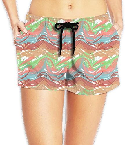 Women's Summer Abstract Of Paint Strokes Sexy Hot Pants Swimming Drawstring Beach Shorts