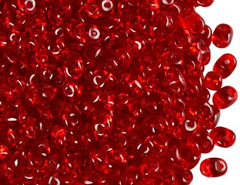 20gram Czech Two-Hole Seed Beads SuperDuo 2.5x5mm RUBY