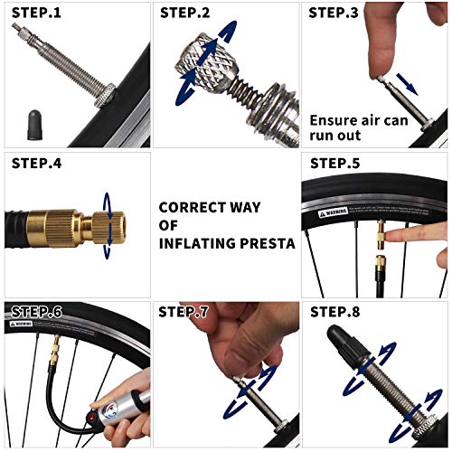 beto 2 in 1 Shock Tire 2-Stage Mini Pump, High Pressure 300 Psi / 21 Bar for Presta, Schrader Mountain Bike Road Bicycle- Mounting Bracket Included (White)