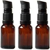 3PCS 15ml 0.5oz Empty Refillable Amber Glass Lotion Bottle Cosmetics Vial Case Holder with Black Pump Head and Clear Cover for Lotion Cream Essential Oil Cleanser Makeup Pump Press Bottles