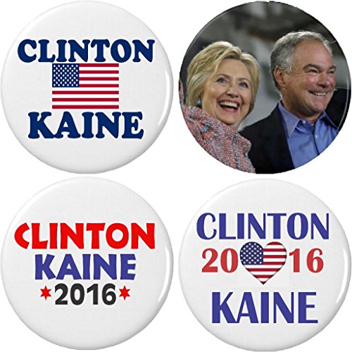 Set 4 Hillary Clinton / Tim Kaine President / Vice 1.25' Buttons Pins 2016 Vote