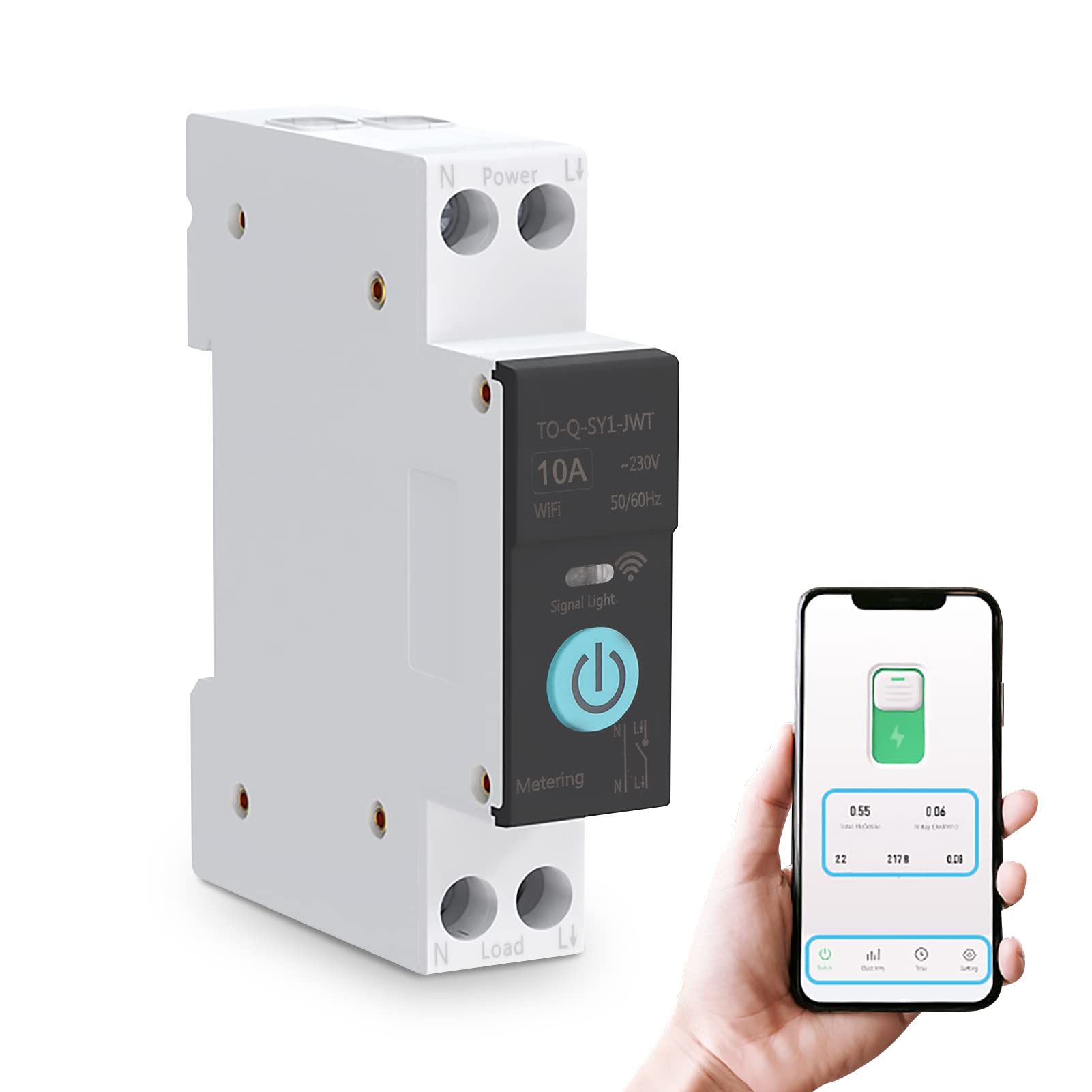 WiFi Circuit Breaker – 10A Remote-Controlled MCB with App Scheduling, Energy Monitoring & Dual-Mode for Home Appliances