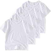 Juephe 4 Pack Cotton Kids T-Shirts Short Sleeve Summer Crew Neck Basic Tops for Boy & Girl&Toddlers Unisex Children