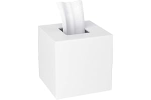 HIIMIEI Acrylic Tissue Box Cover Decorative Square Tissue Holder Napkin Dispensert for Bathroom-White