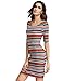 MakeMeChic Women's Casual Mini Vintage Print Sheath Party Dress Red S