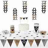 30th Milestone Birthday - Dashingly Aged to Perfection - Triangle Party Decoration Kit - 72 Pieces