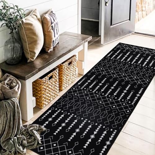 Photo 1 of Capslpad Boho Runner Rug 2x6 Ft Non Slip Laundry Room Rug Runner Washable Bohemian Area Rug Runner for Hallway Kitchen Entryway High Traffic Areas,Black