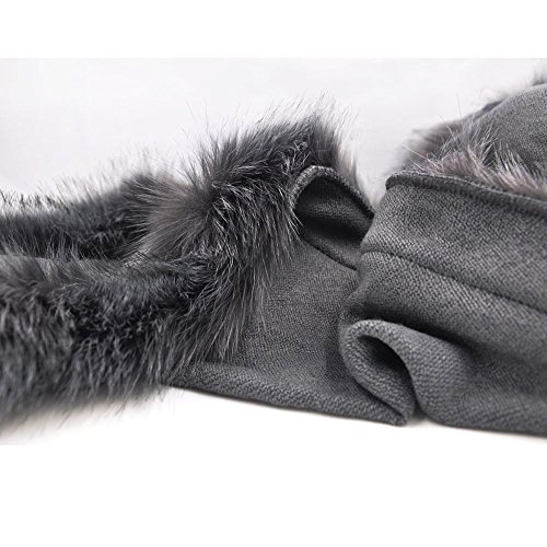 Womens Warm Bridal Faux Fur Shawl Wraps Cloak Cape Poncho Coat (Gray)