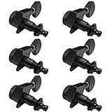 Domybest 6pcs Right Inline Guitar String Locking Tuners Tuning Pegs Machine Heads Black