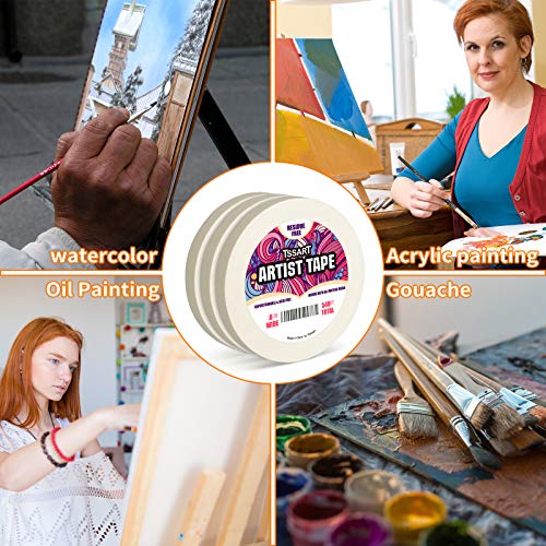 TSSART 3 Pack White Artist Tape Masking Artists Tape for Drafting Art
