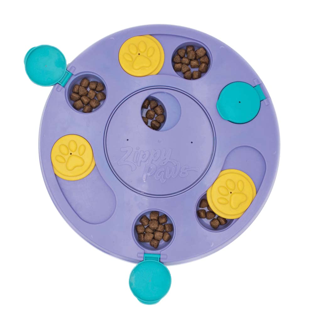 ZippyPaws - SmartyPaws - Puzzler Dog Toy - 3 in 1 Interactive Dog Toy Puzzle, Teaches Problem Solving Skills, Purple