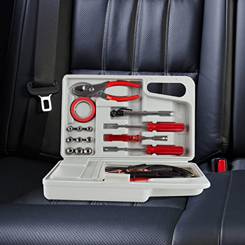 Roadside Emergency Car Kit 30Piece Road Trip Essentials Tool Set with Jumper Cables and