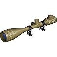 PINTY 6-24x50 Rifle Scope — AO Hunting Scope with Rangefinder Illuminated Optics Picatinny Mount Rings for Long Range Shooting Airsoft Sniper More — 1/8 MOA Gun Sight for Rifle or Crossbow