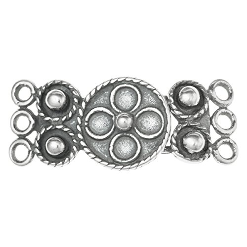 1 set .925 Sterling Silver 3 Strands Flower Hook Eye Clasp 24mm/Findings/Antique