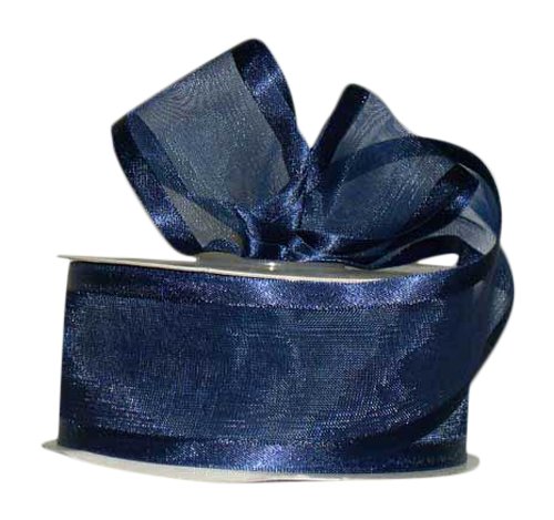 Ribbon Bazaar Satin Edge Sheer Organza 7/8 inch Navy 25 yards Ribbon