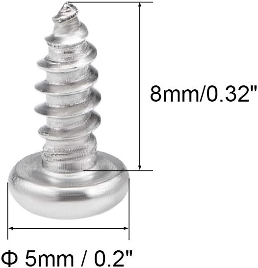 sourcing map 3x8mm Self Tapping Screws Phillips Pan Head Screw 316 Stainless Steel Fasteners Bolts 50Pcs, M3x8mm - Image 4