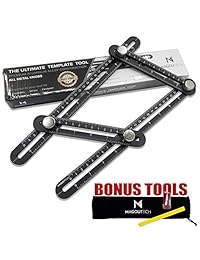 Herramienta de plantilla de ángulo de aluminio por Magoutech   Construcción resistente con grandes perillas de metal   Herramienta de medición ajustable de múltiples ángulos   Diseño universal   Incluye herramientas de bonificación