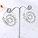 MengPa Fashion Bohemian Spiral Earrings Round Tribal Hoop Jewelry for Wommen (Silver)
