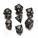 Simply Amazing! Q-Workshop Polyhedral 7-Die Set: GLOW IN DARK Carved Elvish Dice Set (Elven) Black with Glow-in-the-Dark Numbers