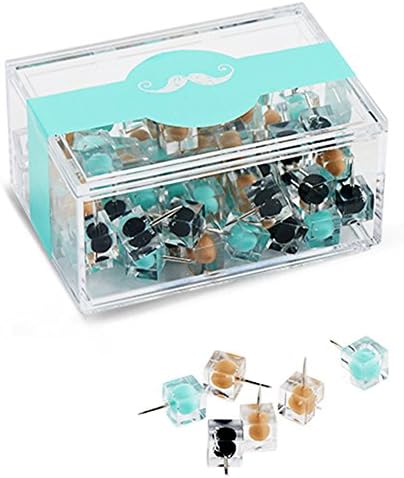 Milopos Push Pins, 80pcs Colorful Transparent Plastic No Trace Wall Hanger Picture Photo Push Pin for Home, Office Cork Board, Plasterboard, Map (Transparent Blue)