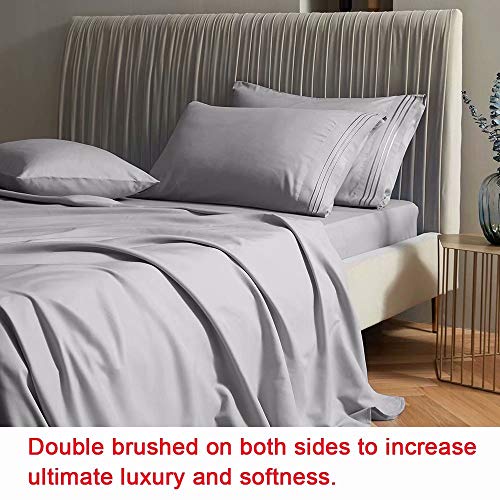 SAKIAO 6PC King Size Bed Sheets Set Brushed Microfiber 1800 Thread