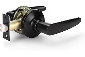 KNOBWELL 1 Pack Passage Door Lever Door Handle Non-Locking Lever Set Closet Door Handle with A Matte Black Finish, Reversible for Right or Left Side (No Lock)