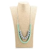 Lofca Silicone Teething Necklace-Baby Toy for Mom to Wear- Stylish Teether-Safe for Baby-100% BPA Free-'Eudora'（Mint）