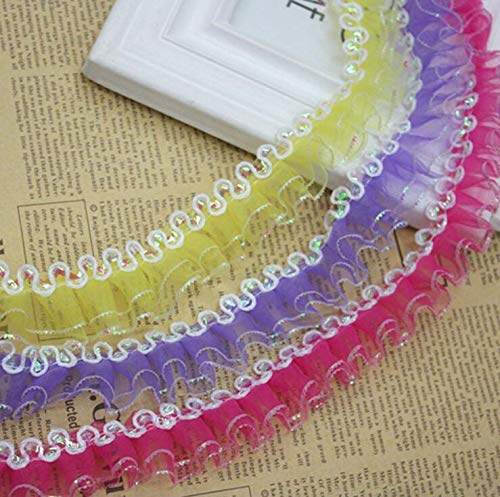 Lace - 40 Meters Pack Pleat Ruffle Lace Trim Fold Mesh Trimming Gauze Ribbon Diy Material - Hospital Baby Leggings Stretch Panties Sweater Wide Under Flowers Slip Pajama Halter Extender Pill
