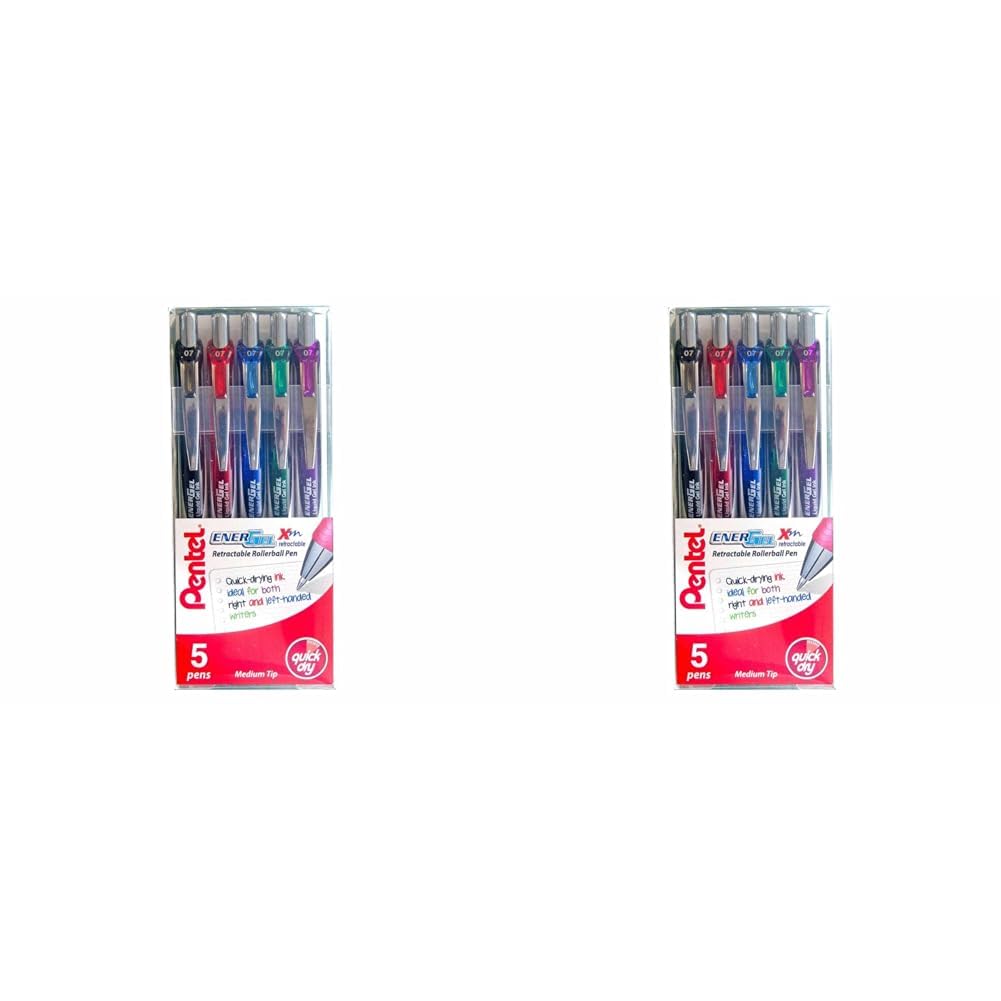 Pentel Energel XM Rollerball Pen 0.7mm Retractable Pack of 10 - Color: Assorted