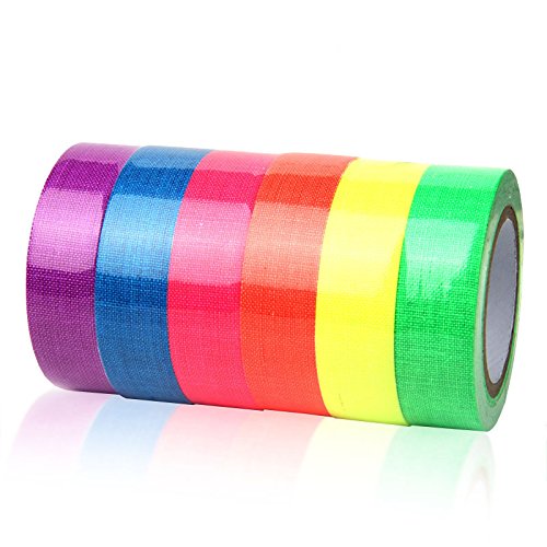 KONDOR BLUE 6-Pack of Glow Tape UV Blacklight Reactive Fluorescent/Neon Gaffer Tape Matte Finish No Residue - Thumbnail 2