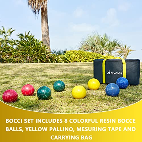 Aivalas Bocce Ball Set, 100mm Bocci Ball Set with 8 Resin Balls
