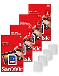 Montón de 4 SanDisk 8 GB SD SDHC Class 4   Tarjeta de memoria flash cámara sdsdb-008g-b35 Pack + (4 Jewel Cases)