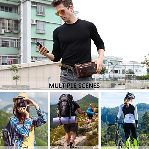 Fashionable Genuine Leather Fanny Pack Slim Waist Bag with Adjustable Belt Strap Brown
