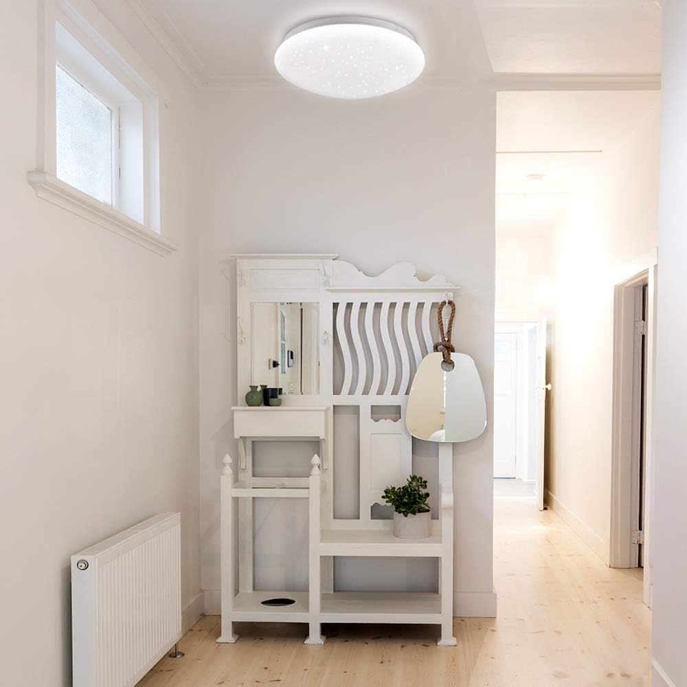 DLLT LED Flush Mount Ceiling Light-15W Modern Round Ceiling Lamp, Close to Ceiling Lights Fixture 11.4 Inch Daylight 6500K for Bedroom, Closets, Kitchen, Hallway, Stairwell, Garage, 1050LM, White - - 