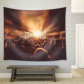 Crowd at Concert - Fabric Wall Tapestry Home Decor - 51x60 inches