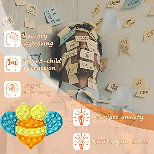 Motiloo 6Pcs Fidget Toys,Bee Puzzle Bubble Sensory Toys Squeeze Silicone Sensory Toy