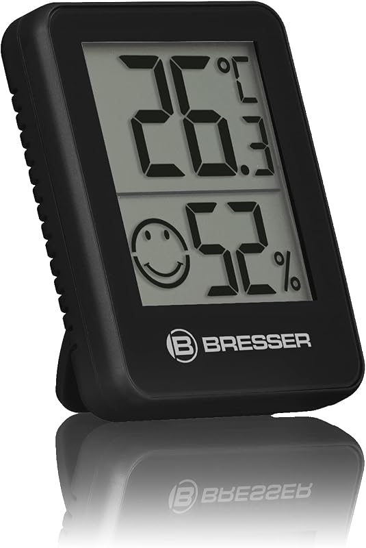 Juego de 6 indicadores termohigrométricos Temeo Hygro de pie o de pared con indicador de clima ambiente, negros