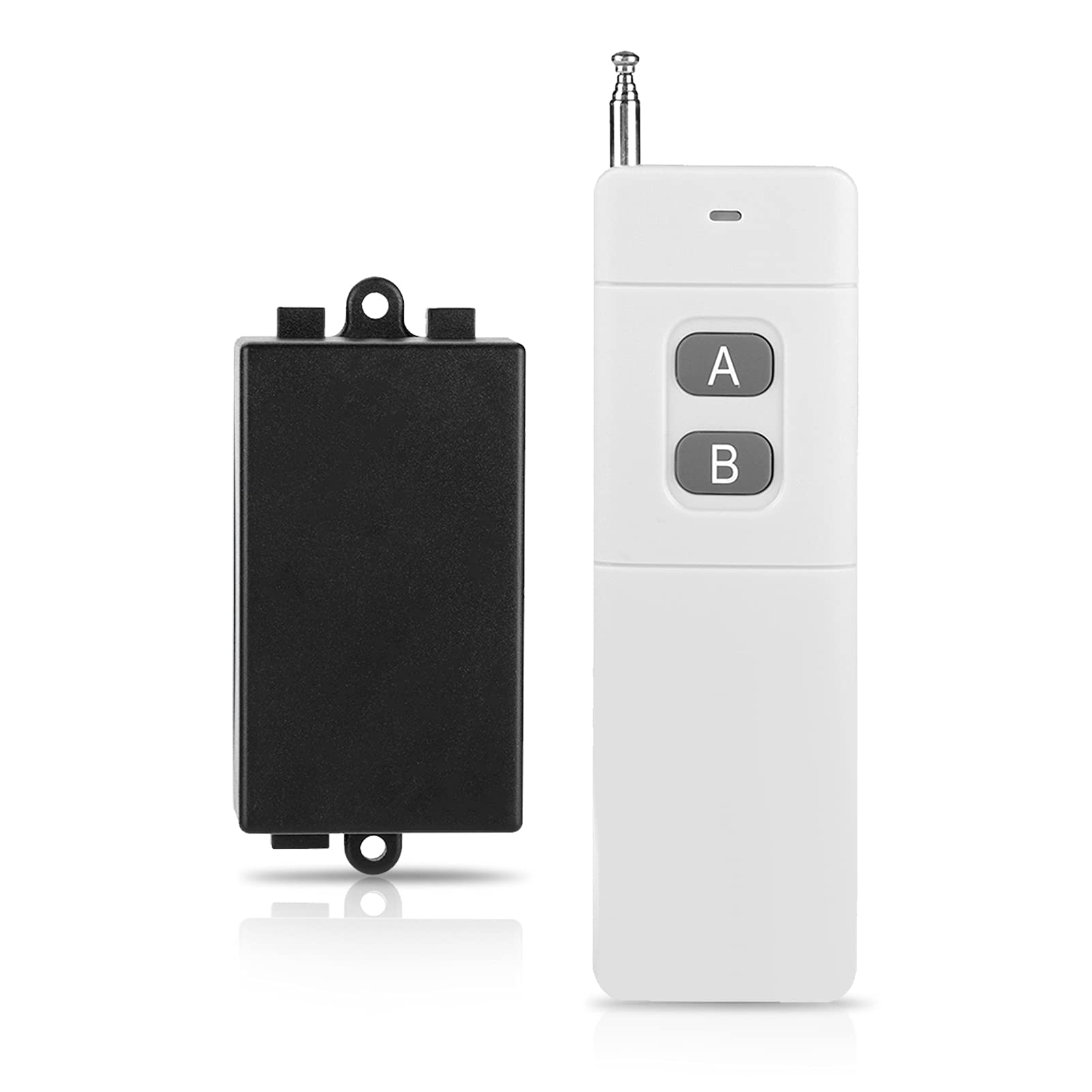 Sonew Wireless Remote Control Switch System Transmitter + Receiver 3KM Long Range DC 12V 2 Channel Black, Grey Push Button Actuator, Toggle/Auto-Lock Operation Mode