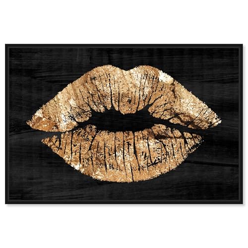 Oliver Gal Solid Kiss Night' Framed Abstract Wall Decor, 24" x 16", Black