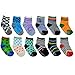 12 Pairs Baby's Cute Warm Cotton Socks (Anti-slip 1 to 3 Years Old), Lystaii Soft Anti Slip Grip Ankle Socks for 12-36 Month Kids Infant Toddler Walker Multiple Color Navy Style Striped Non Skid