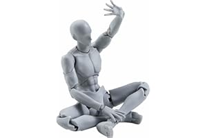 ASKINDS Artists Sketch Movable Limb Action Figure Model with Display Base and Pose Parts, 5.9inch Body Human Mannequin Kitfor Drawing, Sketching, Painting(Gray)